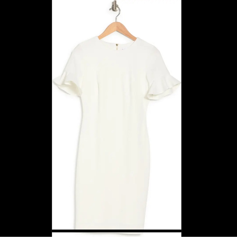 Calvin Klein Ruffle Short Sleeve Sheath Dress